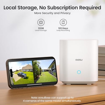 aosu Security Cameras Wireless Outdoor Home System, True 2K HD Night Vision, No Subscription Required, Long Battery Life, 166° Wide View, Spotlight & Siren Alarm, Motion Alert, Support 2.4 & 5GHz WiFi - style: 2-Cam-Kit