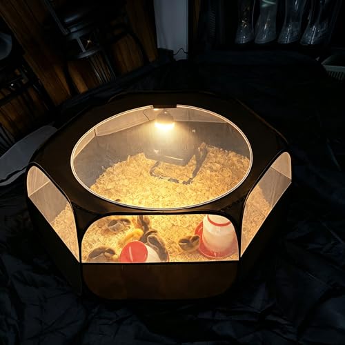 Small Animal Playpen with Zipper Cover, Portable Indoor Outdoor Pet Cage Tent, Waterproof Breathable Brooder Box for Chicks, Kittens, Bunnies, Hamsters, Guinea Pigs, Black