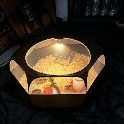 Small Animal Playpen with Zipper Cover, Portable Indoor Outdoor Pet Cage Tent, Waterproof Breathable Brooder Box for Chicks, Kittens, Bunnies, Hamsters, Guinea Pigs, Black