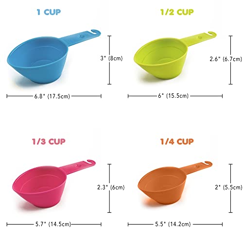 Vila Cat Food Measuring Cups, One Set to Feed Them All - Ideal Scoop Cups for Multi-Pet Homes, Perfect Portion for Your Pets, Easy to Fill and Measure, 4pcs