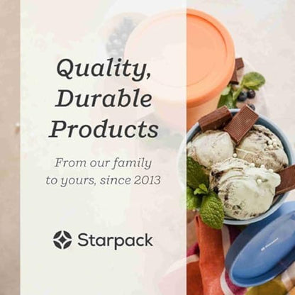 StarPack 'Freeze The Day' Homemade Ice Cream Containers (2-Pack, 1 Quart) - Airtight Silicone Lids, BPA-Free Reusable Ice Cream Freezer Containers with Lids, Stackable - Purple and Jade - color: Purple / Jade, size: 2-Pack 1Qt