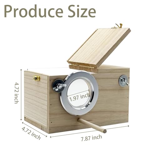 Parakeet Nesting Box Transparent Bird Nest Breeding Box with Perch | 7.87 X 4.72 X 4.72 inch Parrot Mating Box Wood Bird House Aviary for cage (S Horizontal Transparent+Wood) - style: S Horizontal Transparent+Wood