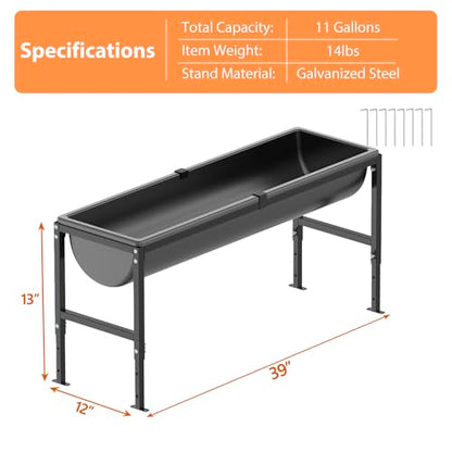 Animal Waterer 11 Gallon, Livestock Water Trough with Adjustable Stand, Easy to Assemble and Carry, Feeding Goat, Sheep, Horse, Dog in Farm - size: 1 PC