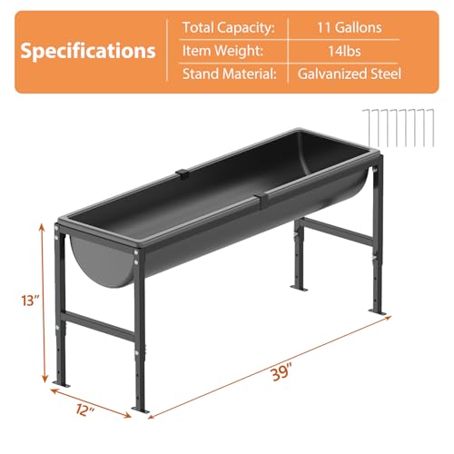 2PCS Animal Waterer 12 Gallon | Livestock Water Trough with Adjustable Stand, Easy to Assemble and Carry, Feeding Goat, Sheep, Horse, Dog in Farm - size: 2 PCS