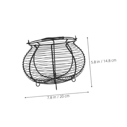 Uonlytech 2pcs Metal Wire Egg Basket with Handle, Fresh Egg Holder and Vegetable Storage Bin for Kitchen Countertop, Wire Organizing Basket for Farmhouse, Market, and Grocery Collection,