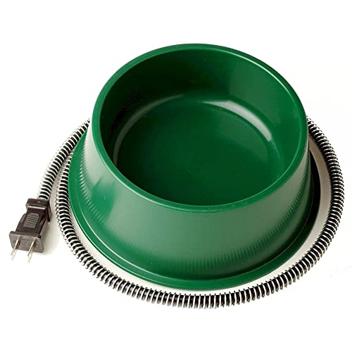 Farm Innovators QT-1 1 Quart Electric Heated Pet Water Bowl with Thermostatic Control and Anti Chew Cord Protector, 25 Watt, Green (2 Pack) - size: 1 Qt
