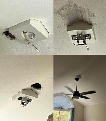 iMBAPrice Ceiling Fan Mounting Box IMBA-FB900, Cathedral Ceiling Fan Bracket Kit up to 80°, Heavy-Duty Electrical Box for Ceiling Fans & Light Fixtures, White, 1 Pack