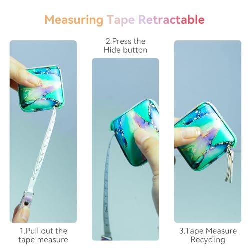 Mini Retractable Soft Tape Measure for Sewing, Cloth Fabric, Body Measurements, Emerald Green - color: Emerald Green
