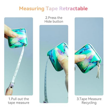 Mini Retractable Soft Tape Measure for Sewing, Fabric, Body Measurements - Emerald Green+Ice Blue - color: Emerald Green+Ice blue