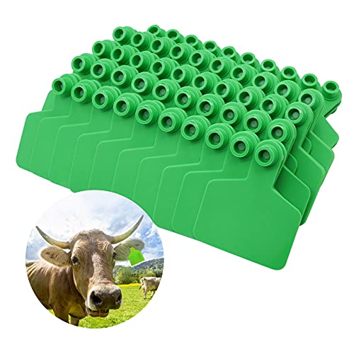 Blank Ear Tags Livestock Ear Tags for Cattle Goats Sheep Pigs Hogs Cows Cattle Calf Livestock Pack of 100 (Green)