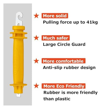 Electric Fence Gate Handles 4 pcs Electric Fence Rubber Gate - Spring Handles Insulated Plastic Handle for Garden Farm Heavy Stamped Steel Hook
