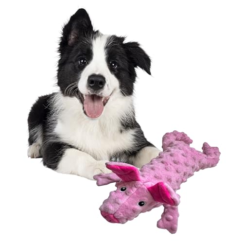 SPOT Skinneeez Extreme Stuffers Pig - Stuffing Free Dog Toy With Squeaker & Rip Stop Mesh Lining for Durability- Insert Plastic Bottle for Extra Crunch, For Small to Medium Puppies & Dogs - 14in - color: PINK, size: 14 inch (Pack of 1), style: PIG