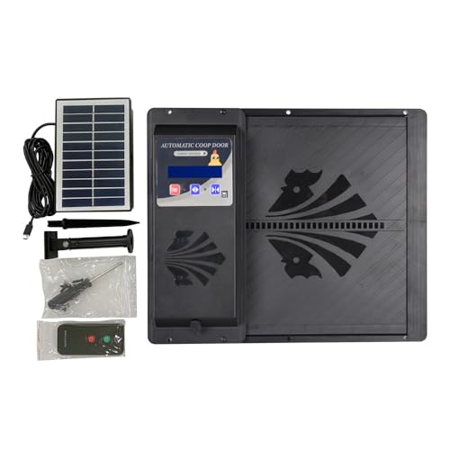 Automatic Solar Powered Chicken Coop Door, Light Sensor and Remote Control, Weatherproof Anti-Pinch Poultry Door(Black) - color: Black