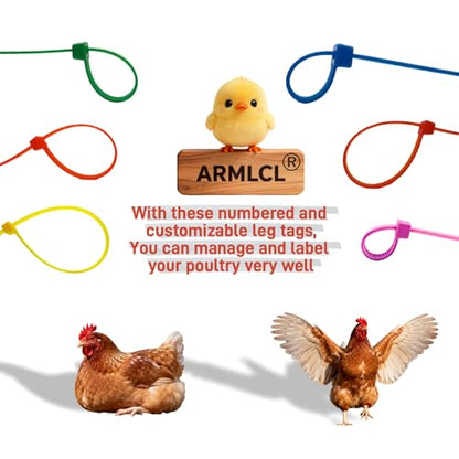 Vibrant 120Pcs Chicken Leg Bands-Easily Identify Your Poultry with Colorful Leg Bands-Durable and Laser Engraved for Long-Lasting Visibility-Perfect for Chicken,Duck,and Goose Owners