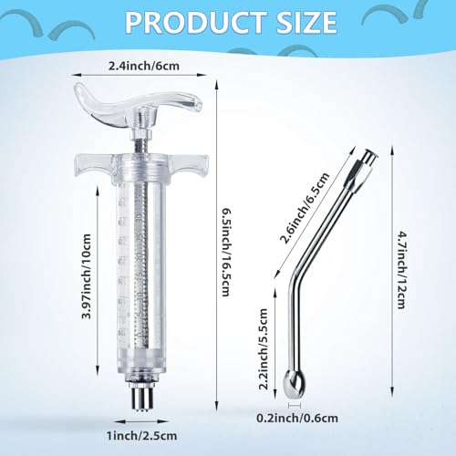 2 Pieces Reusable Goats Syringe with 2 Drench Nozzle, Adjustable Dosage Detachable Sheep Drench Livestock Syringe for Sheep Baby Goat Supplies - 50ML - style: 50ml