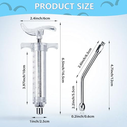 2 Pieces Reusable Goats Syringe with 2 Drench Nozzle, Adjustable Dosage Detachable Sheep Drench Livestock Syringe for Sheep Baby Goat Supplies - 50ML - style: 50ml
