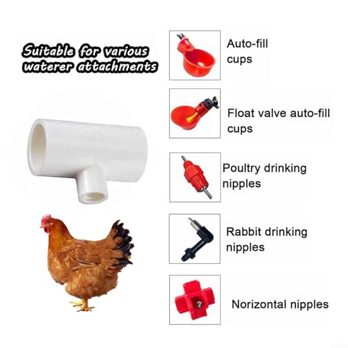 20 Pack Poultry Waterer PVC Tee Fitstings, Automatic Chicken Drinking Cups For Farm Livestock, Leak-Proof Thread Designed For Ducks Quails Rabbits Easy-Install
