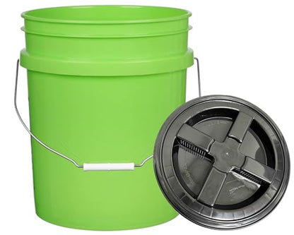 House Naturals 5 Gallon Food Grade Lime Green Plastic Bucket with Screw On Air Tight Double Gasket Lid (3 Pack) - size: 5 Gallon