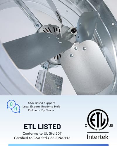 iLiving ILG8G14-12T Automatic Gable Mount Attic Ventilator Fan with Adjustable Thermostat, 2.85 Amp, 2339 CFM, Single-Speed | Automatic - style: 2339 CFM (Single Speed)