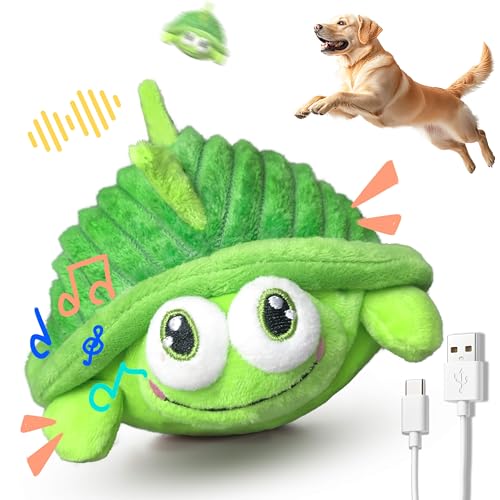 GUKCO Interactive Moving Dog Toys – Plush Chew Toy with Bouncing Ball, Music & Recording | Rechargeable Self-Play Toys for Small, Medium & Large Dogs to Keep Them Engaged (Turtle) - color: Turtle