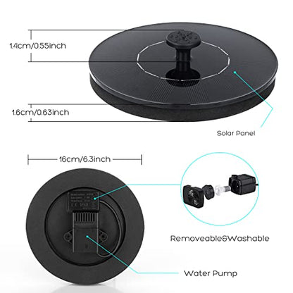 Mademax Solar Bird Bath Fountains, Upgrade 1.4W Solar Fountain Pump with 8 Nozzles & 4 Brackets, Free Standing Floating Solar Powered Water Fountain Pump for Bird Bath, Garden, Pond, Pool, Outdoor