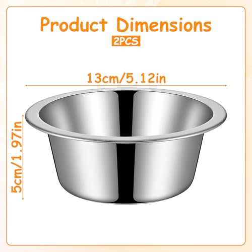 2 Pack Metal Dog Bowls, Stainless Steel Dog Bowls, Metal Food and Water Dish, 5.1" Basic Pet Feed Bowl for Medium Dogs and Cat, Replacement Bowl for Elevated Stand, Dishwasher Safe Dish