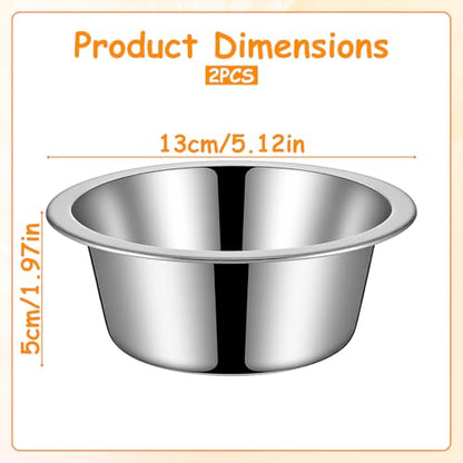 2 Pack Metal Dog Bowls, Stainless Steel Dog Bowls, Metal Food and Water Dish, 5.1" Basic Pet Feed Bowl for Medium Dogs and Cat, Replacement Bowl for Elevated Stand, Dishwasher Safe Dish