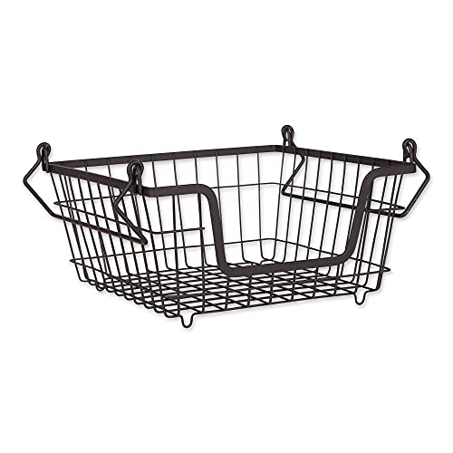 DII Metal Wire Mesh Stackable Utility Storage Bin, Small, 11x11x6", Black - color: Black, size: 11 x 11 x 6 inches