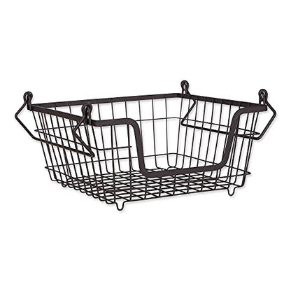 DII Metal Wire Mesh Stackable Utility Storage Bin, Small, 11x11x6", Black - color: Black, size: 11 x 11 x 6 inches