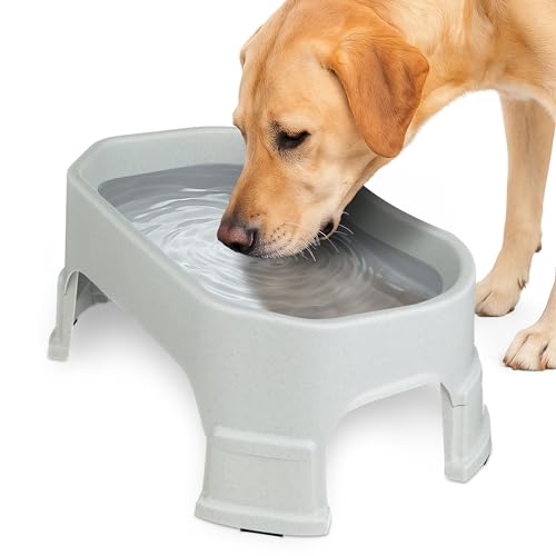 Neater Pet Brands Extra Large Water Bowl for Dogs, Elevated Outdoor Dog Water Bowl (1.25 Gallon XL Capacity), Big Trough Style Food Dish for Indoors or Outside, No Spill Large Dog Bowls, Vanilla Bean - color: Vanilla Bean, size: 1.25 Gallons