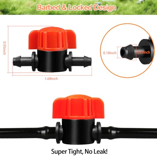 1/4 Inch Drip Irrigation Valves, 35 Pcs Drip Irrigation Shut Off Switch Valves for 1/4" Drip Irrigation Tubing, Water Flow Control Valve Drip Line Cut Off Valve for Drip Sprinkler Garden System - size: 4/7mm Valves-35P