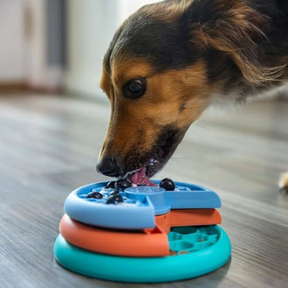 Outward Hound by Nina Ottosson Lickin’ Layers Small 3-in-1 Dog Puzzle Feeder, Lick Mat & Slow Bowl – Puppy Enrichment Toy for Small Dogs, Dishwasher Safe - color: Puppy Lickin' Layers (Blue, Green, Orange)