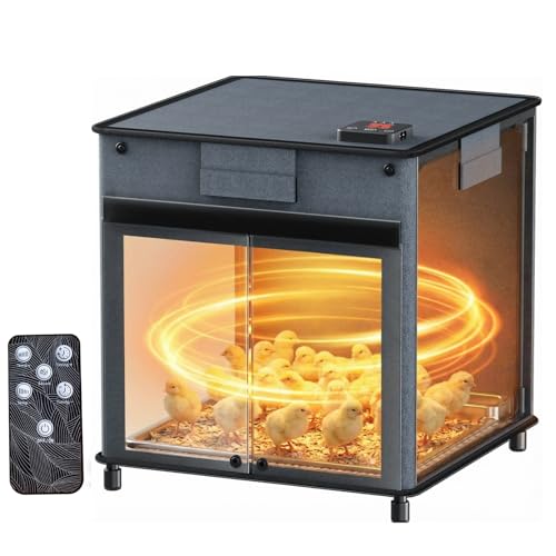 Brooder Box for Chicks, 200W Chicken Brooder Heater with Adjustable Temp(77~95℉) & 9H Timer & Removable Feeder, Waterer, 20S Rapid Heating Brooder Plate, Poultry Coop Heater