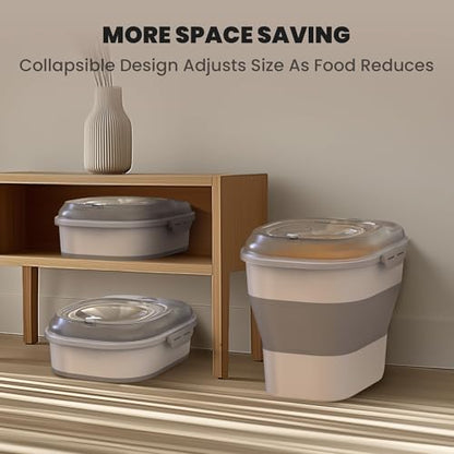 32-35 Lbs Dog Food Storage Container,Collapsible Dog Food Container with Transparent Airtight Lid,Wheels,Date Track,Pet Food Storage Container for Rice,Flour,Sugar,Scoop And 2PCS Containers - color: Clear/35 lbs