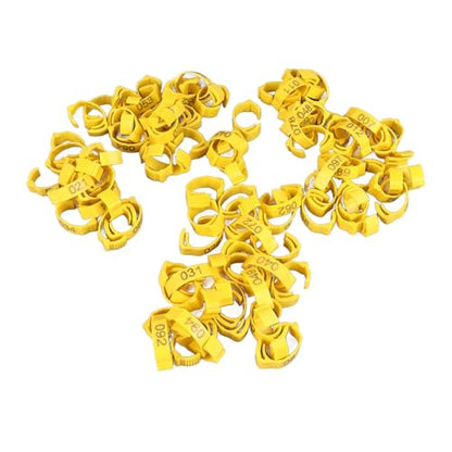 SUNGOOYUE 100 Pcs Chicken Leg Rings Plastic Numbered Poultry Identification Bands Clip On Round Ankle for Chickens Ducks Hens Breeders Farm Flock Tracking (100Pcs Yellow Rings with Number Markers) - color: 100pcs Yellow Rings With Number Markers