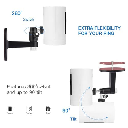 2Pack Adjustable Security Wall Mount Bracket for Ring Stick Up Cam & Ring Outdoor Cam Plus, Perfect View Angle for Your Surveillance Camera System - Black - color: Black