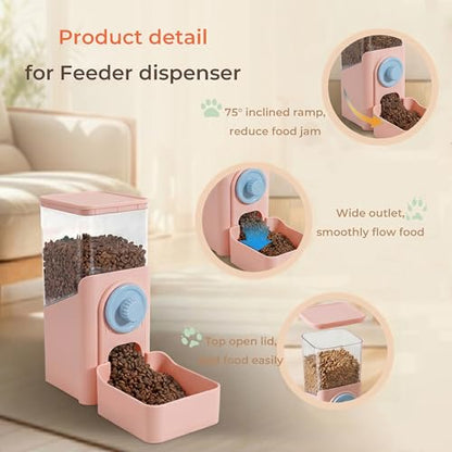41 oz Hanging Gravity Auto-Refill Small Animal Feeder Pink | Space-Saving, Large Capacity, Easy-Refill Bowl for Rabbits, Guinea Pigs, Ferrets, Chinchillas & Small Pets - color: Pink