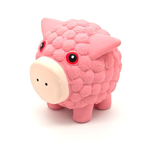 Dog Toy - Squeaky - Piggy Shape, Durable Rubber - Suitable for Medium and Small Dogs - Stretch Catch Toy - Can Relieve Anxiety - Cleans Teeth - Waterproof for Outdoor use
