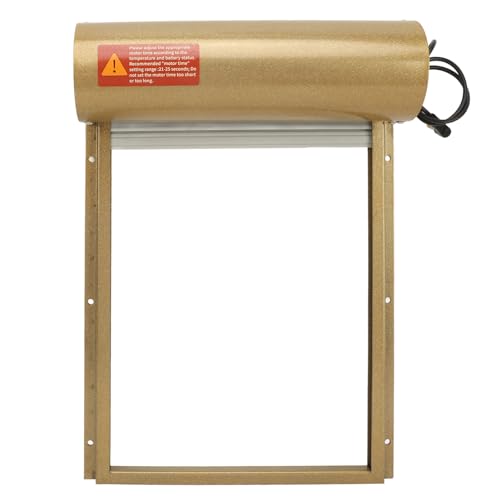 Automatic Chicken Coop Door, Solar Powered Timer Metal Poultry Door with LED Display Controller, for Chicken Duck Goose Farm Safety Equipment (Gold) - color: Gold