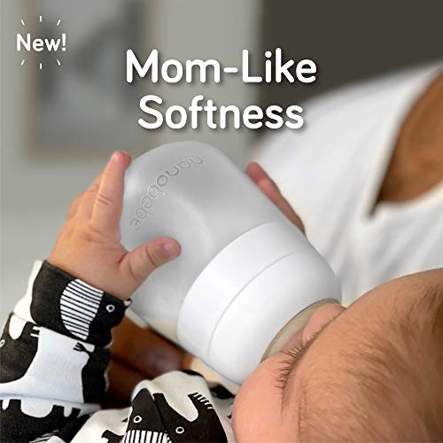 Nanobebe Flexy Silicone Baby Bottle, Anti-Colic, Natural Feel, Non-Collapsing Nipple, Non-Tip Stable Base, Easy to Clean, 3-Pack, Gray, 9oz - color: Grey, style: 9 Ounce 3-Pack