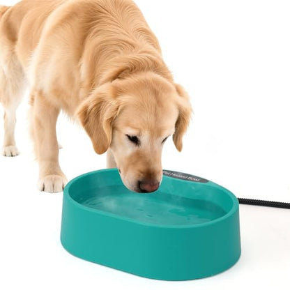 Large Heated Pet Water Bowl for Dogs, 3.7L Heated Dog Bowl Outdoor Heated Water Bowl for Cats,Chicken, Heated Dog Water Bowl -Keep Water Warm in Winter,35W Thermostatic Control and Anti Chew Cord - size: Oval 3.7 Litres