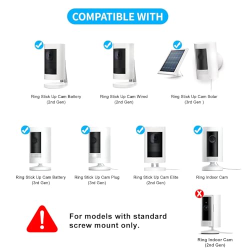 1 Pack Adhesive Ring Camera Mount Stick Up Mount Holder Compatible with Outdoor Security 360° Adjustable Security Mounting Bracket Camera Not Included (White) - color: White, size: 1 Pack