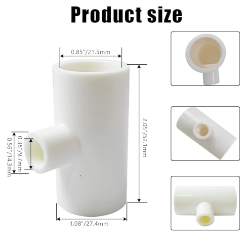 10 Pieces Chicken Waterer PVC Tee Fittings, Automatic Poultry Waterers PVC Fittings for 1/8" FTP Threads, Chicken Water Drinker and Feeder Cups for Poultry Nipples Chicken - size: 10