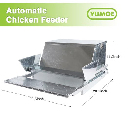 Chicken Feeder Galvanized 25Lbs Capacity Weatherproof Treadle Chicken Feeder Rodent Proof - size: 25Lbs Feeder