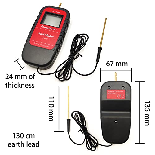 FenceMate Digital Volt Meter for Electric Fence, Range up to 15,000 V | Fence Voltage Tester with Large LCD Display, Automatic On/Off, Grounding & 9V Battery Included