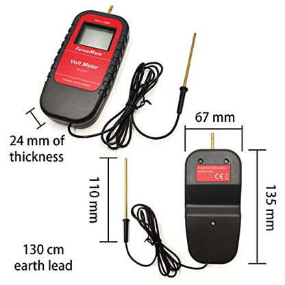 FenceMate Digital Volt Meter for Electric Fence, Range up to 15,000 V | Fence Voltage Tester with Large LCD Display, Automatic On/Off, Grounding & 9V Battery Included