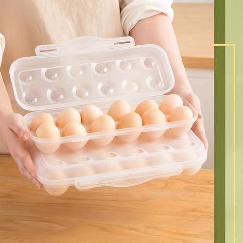 18 Grid Egg Container, 2 Packs Egg Holder Plastic Egg Storage Box Egg Organizer for Fridge Portable Egg Tray with Lid for Refrigerator Camping Hiking Outdoor Activities (18 Counts-2 Packs) - style: 18 Counts-2 Packs
