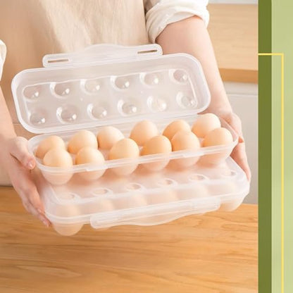 18 Grid Egg Container, 2 Packs Egg Holder Plastic Egg Storage Box Egg Organizer for Fridge Portable Egg Tray with Lid for Refrigerator Camping Hiking Outdoor Activities (18 Counts-2 Packs) - style: 18 Counts-2 Packs
