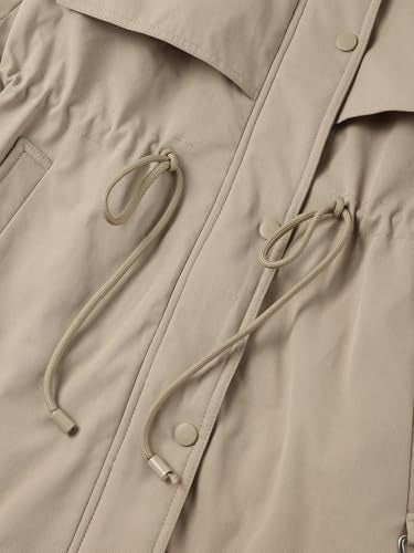 Bellivera Women's Plus Size Parka Jacket Long Winter Warm Hooded Zipper Coat - color: Beige, size: 2X