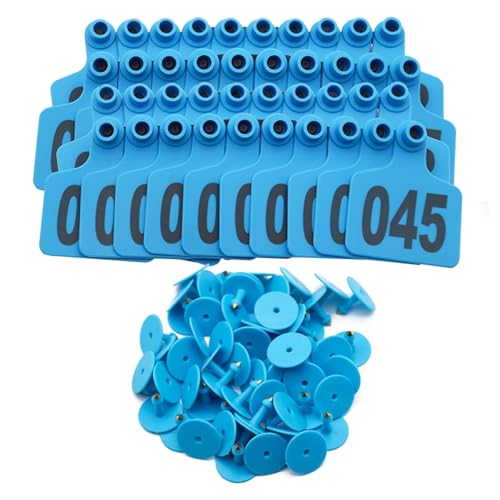 Ear Tags 001-1000 Numbered Livestock Large Plastic Cattle Tags with Numbers for Cows, Sheep, Goats Durable Farm Animal Identification Ear Tag 100pcs (Blue, 801_900) - color: Blue, size: 801_900